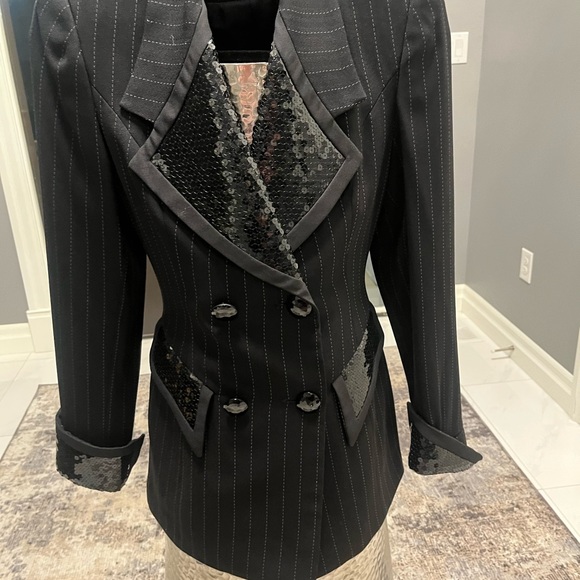 Lillie Rubin pin stripe holiday blazer size 4 1990 does 1970s vintage - Picture 15 of 16